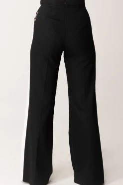 Elisabetta Franchi Bambina Pantalone con Bande Laterali e LogoNERO/AVORIO/ROUGE NOIR-AVORIO