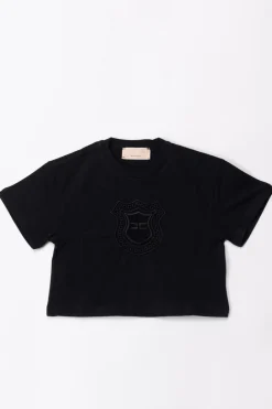 Elisabetta Franchi Bambina T-shirt con Ricamo StemmaBLACK