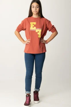 Elisabetta Franchi Bambina T-shirt Manica Lunga con Ricamo LogoOMBRETTO/MIMOSA-AVORIO