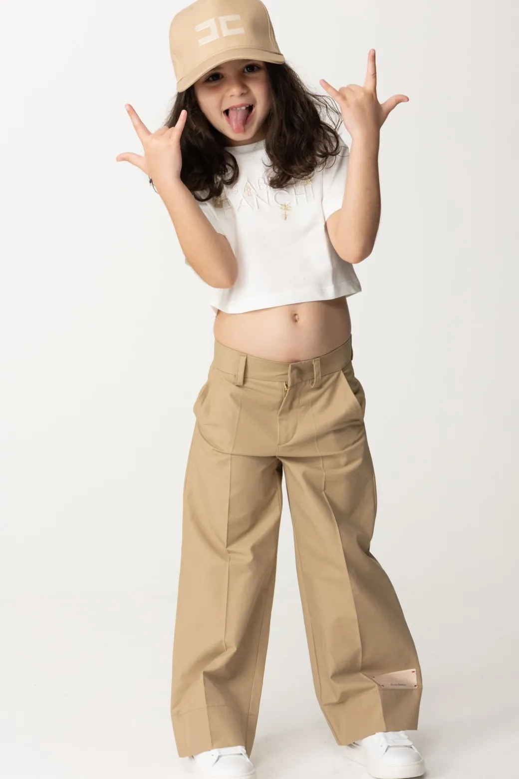 Elisabetta Franchi Bambina Pantaloni In Canvas con PiegaSAND