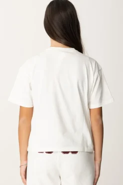 Elisabetta Franchi Bambina T-shirt Over con Ricamo Logo In Stile CollegeAVORIO/RICAMO NAVY-ROUGE NOIR