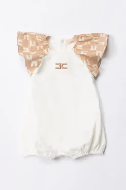 Elisabetta Franchi Bambina Tutina con Maniche a Volant LogateST. NUDE-BURRO/IVORY