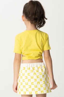 Elisabetta Franchi Bambina T-shirt con Aperture e Placchetta LogoCEDAR