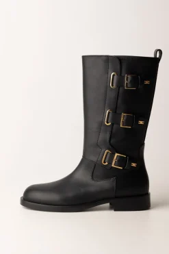 Elisabetta Franchi Bambina Stivaletti con Fibbie LateraliNERO