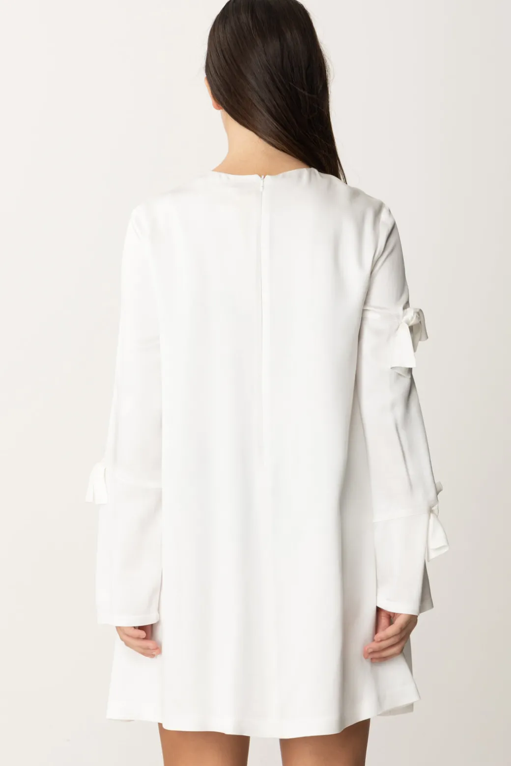 Elisabetta Franchi Bambina Abito In Crepe Satin con FiocchiPANNA CHIARO