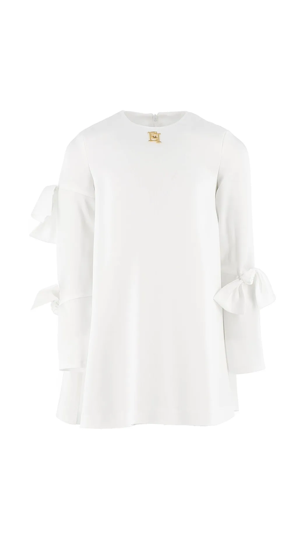 Elisabetta Franchi Bambina Abito In Crepe Satin con FiocchiPANNA CHIARO