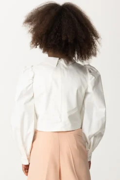 Elisabetta Franchi Bambina Camicia Cropped Ad Incrocio + Placche Panna ChiaroLIGHT CREAM