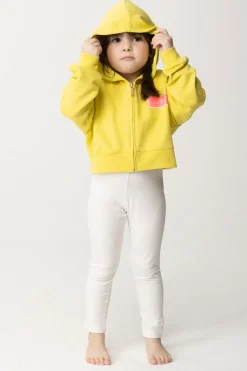Elisabetta Franchi Bambina Felpa Zippata con Cappuccio Ed Etichetta LogoCEDAR LABEL PINK FLUO