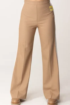 Elisabetta Franchi Bambina Pantalone con Bande Laterali e LogoCAMEL/AVORIO/MIMOSA-AVORIO