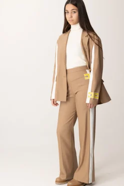 Elisabetta Franchi Bambina Pantalone con Bande Laterali e LogoCAMEL/AVORIO/MIMOSA-AVORIO