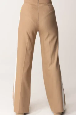 Elisabetta Franchi Bambina Pantalone con Bande Laterali e LogoCAMEL/AVORIO/MIMOSA-AVORIO