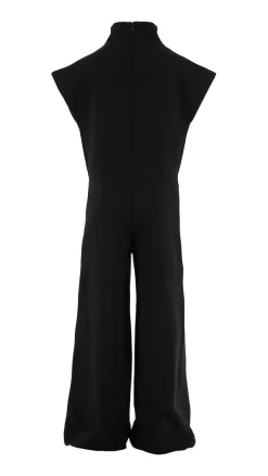 Elisabetta Franchi Bambina Tuta In Felpa Collo Alto con Patch EfNERO/RICAMO NERO-AVORIO