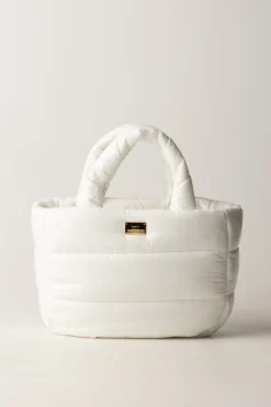 Elisabetta Franchi Bambina Borsa a Mano In Nylon ImbottitaPANNA CHIARO