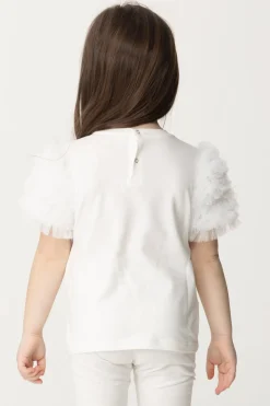 Elisabetta Franchi Bambina T-shirt con Ruches In TulleLIGHT CREAM