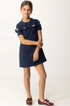 Elisabetta Franchi Bambina Abito In Crepe con FiocchettiBLU NAVY