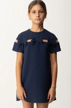 Elisabetta Franchi Bambina Abito In Crepe con FiocchettiBLU NAVY