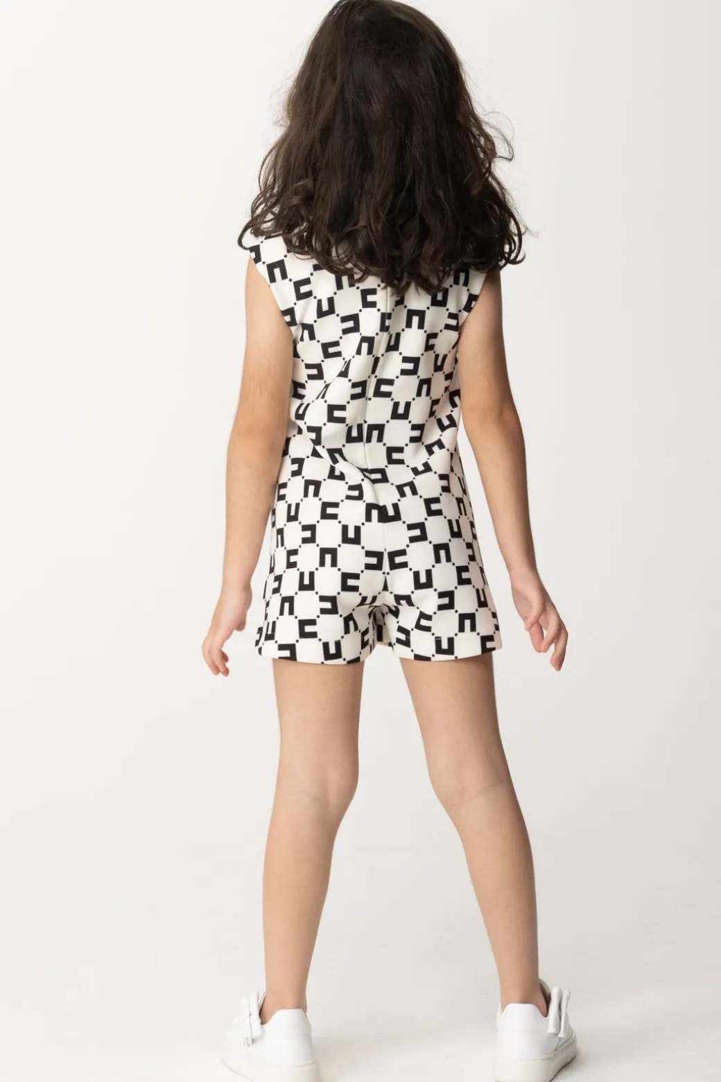 Elisabetta Franchi Bambina Tuta Corta Stampa Logo CubicaBUTTER/BLACK