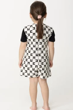 Elisabetta Franchi Bambina Tuta Corta Stampa Logo CubicaBUTTER/BLACK