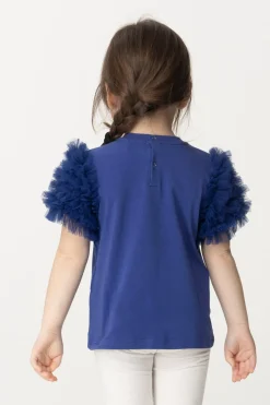 Elisabetta Franchi Bambina T-shirt con Ruches In TulleINDIGO BLUE