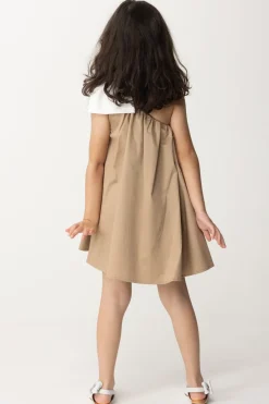 Elisabetta Franchi Bambina Abito Prendisole Monospalla con FioccoSAND/IVORY