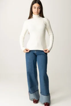 Elisabetta Franchi Bambina Maglia a Lupetto a CostineAVORIO