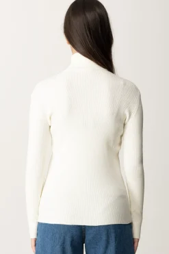 Elisabetta Franchi Bambina Maglia a Lupetto a CostineAVORIO