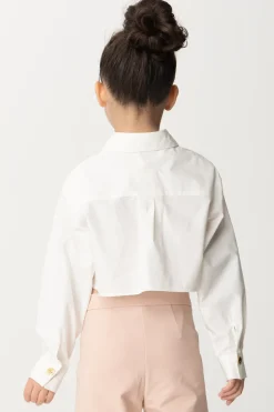 Elisabetta Franchi Bambina Camicia Corta con TascheBLACK PRESS IVORY