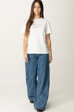 Elisabetta Franchi Bambina T-shirt con Logo In StrassAVORIO/CRYSTAL