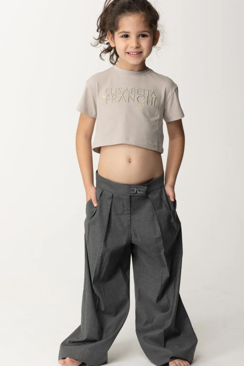 Elisabetta Franchi Bambina Pantaloni Palazzo In Fresco LanaLEAD