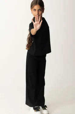 Elisabetta Franchi Bambina T-shirt con Stampa Logo e LetteringNERO