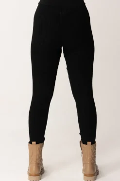 Elisabetta Franchi Bambina Leggings In Viscosa con Logo In VitaNERO/MIMOSA