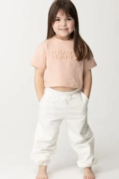 Elisabetta Franchi Bambina T-shirt con Ricamo Lettering e CharmDESERT ROSES