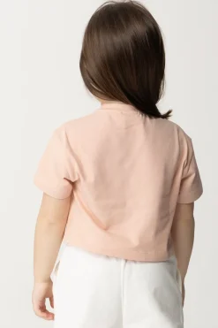 Elisabetta Franchi Bambina T-shirt con Ricamo Lettering e CharmDESERT ROSES