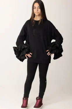 Elisabetta Franchi Bambina Felpa con Ruches In TaffetàNERO/NERO/NERO