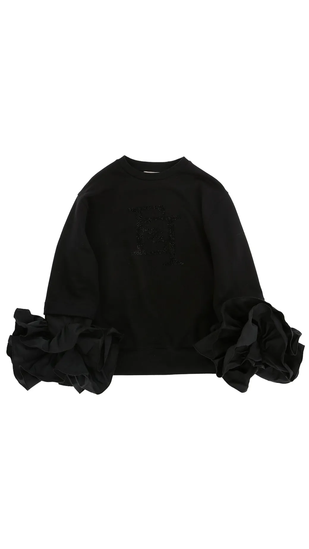 Elisabetta Franchi Bambina Felpa con Ruches In TaffetàNERO/NERO/NERO