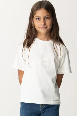 Elisabetta Franchi Bambina T-shirt con Stampa Logo e LetteringPANNA CHIARO