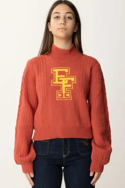 Elisabetta Franchi Bambina Maglione Dolcevita con Logo EfOMBRETTO/MIMOSA