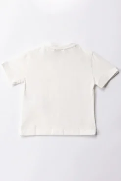 Elisabetta Franchi Bambina T-shirt Over con Applicazione Logo CcLIGHT CREAM