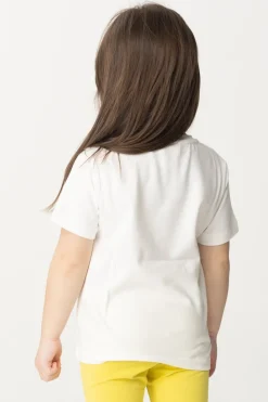 Elisabetta Franchi Bambina T-shirt Over con Applicazione Logo CcLIGHT CREAM