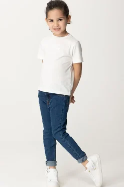 Elisabetta Franchi Bambina T-shirt Over con Applicazione Logo CcLIGHT CREAM