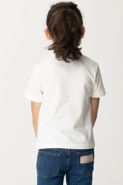 Elisabetta Franchi Bambina T-shirt Over con Applicazione Logo CcLIGHT CREAM
