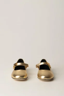 Elisabetta Franchi Bambina Ballerina Dorata con Logo In Metallo CcORO