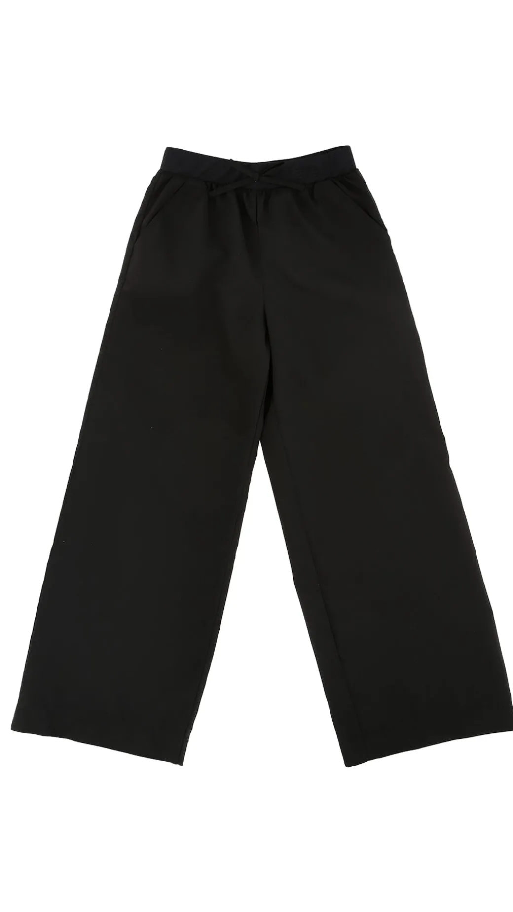 Elisabetta Franchi Bambina Pantaloni Wide Leg In Vela con FiocchettoNERO/NERO/NERO