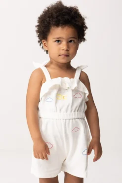 Elisabetta Franchi Bambina Pagliaccetto In Ciniglia con Ricamo NuvoleLIGHT CREAM