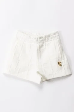 Elisabetta Franchi Bambina Shorts In Felpa con Logo EmbossedLIGHT CREAM