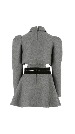 Elisabetta Franchi Bambina Abito In Lana con Cravatta e Cut-outSTEEL/NERO