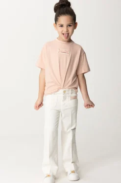 Elisabetta Franchi Bambina T-shirt con Etichetta LogoDESERT ROSES PINK LABEL