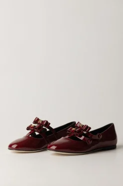 Elisabetta Franchi Bambina Ballerine In Vernice con FiocchettiBORDEAUX