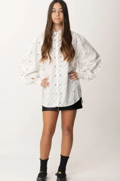Elisabetta Franchi Bambina Camicia Oversize con Stampa RigheBIANCO/NERO
