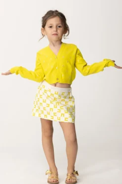 Elisabetta Franchi Bambina Cardigan con Lettering In StrassI BELIEVE/CRYSTAL